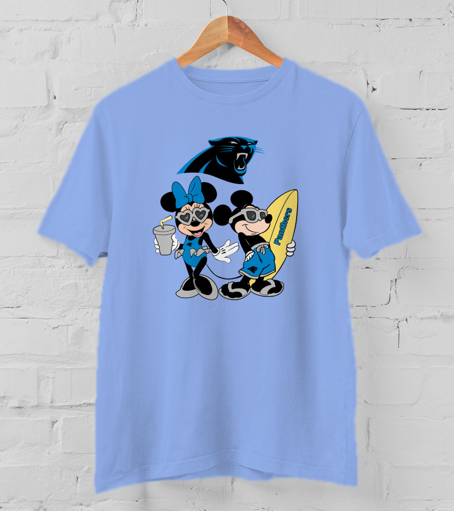 Mickey And Minnie Panthers Surfing Vacation T-Shirt