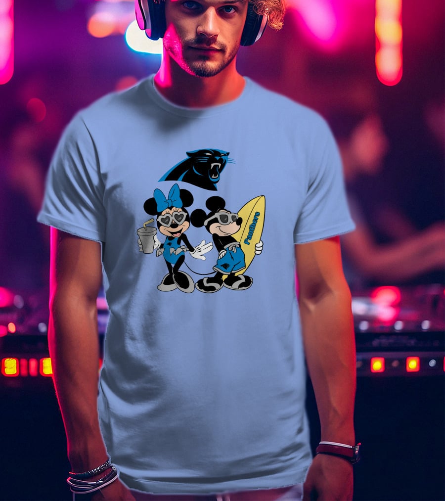 Mickey And Minnie Panthers Surfing Vacation T-Shirt
