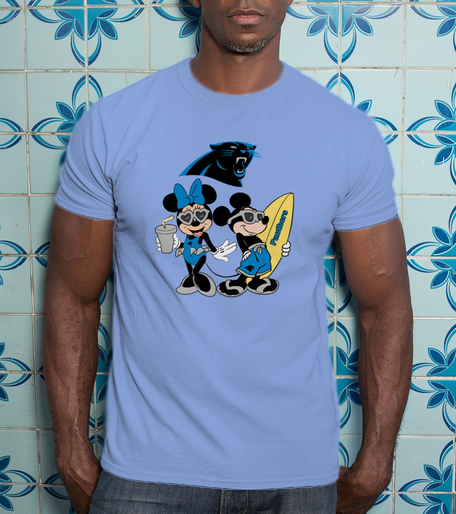 Mickey And Minnie Panthers Surfing Vacation T-Shirt