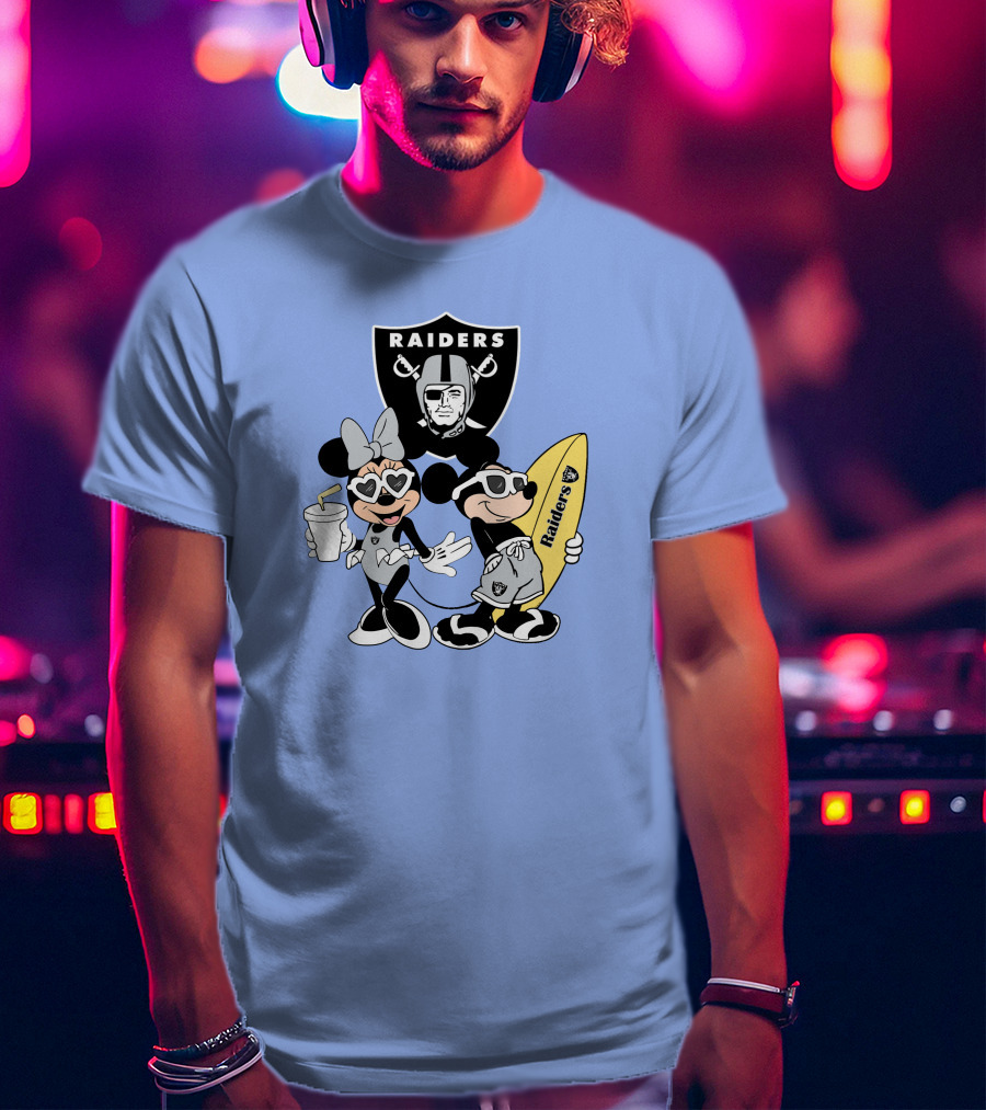 Raiders Mickey Minnie Vacation Surfing Fun T-Shirt