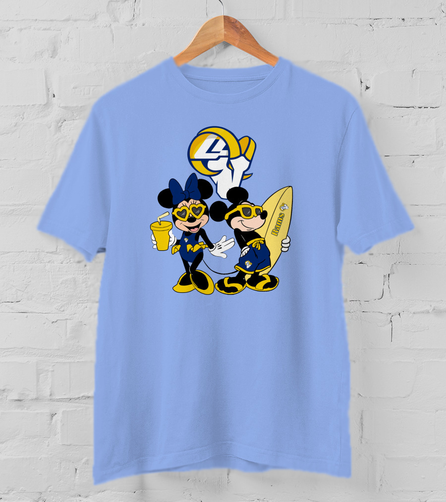 Rams Mickey Happy Vacation Football Surf Adventure T-Shirt