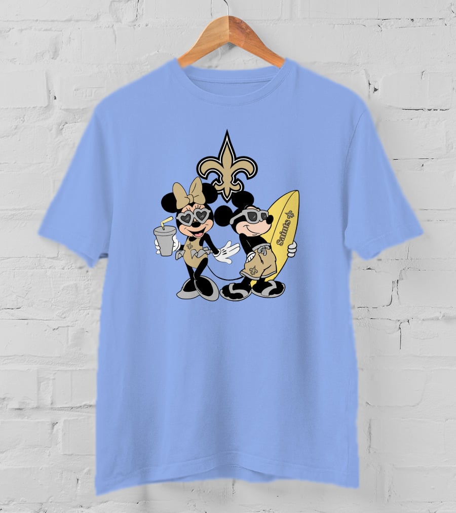 Saints Mickey Happy Vacation Fleur-De-Lis Surfboard T-Shirt