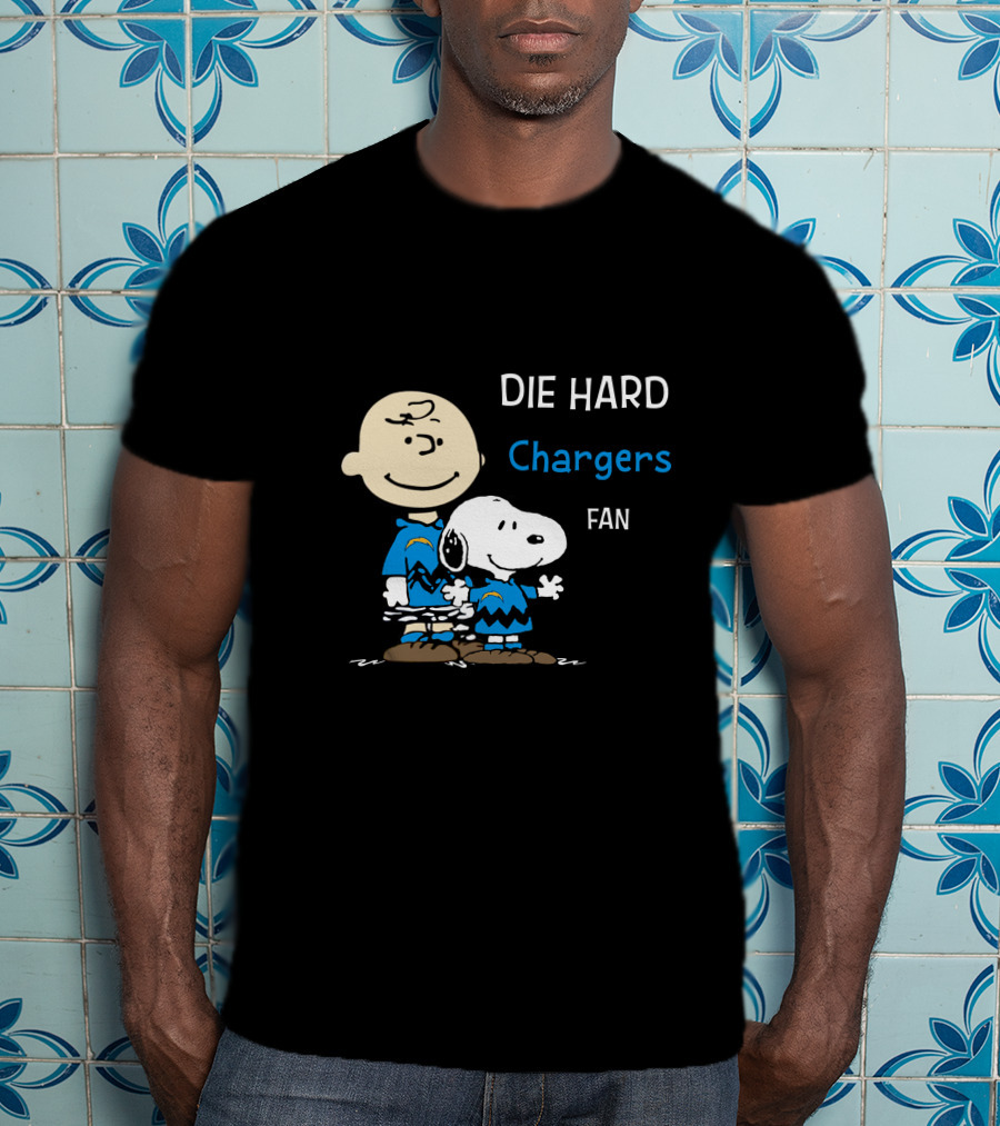 Die Hard Chargers Fan Snoopy And Charlie Brown T-Shirt
