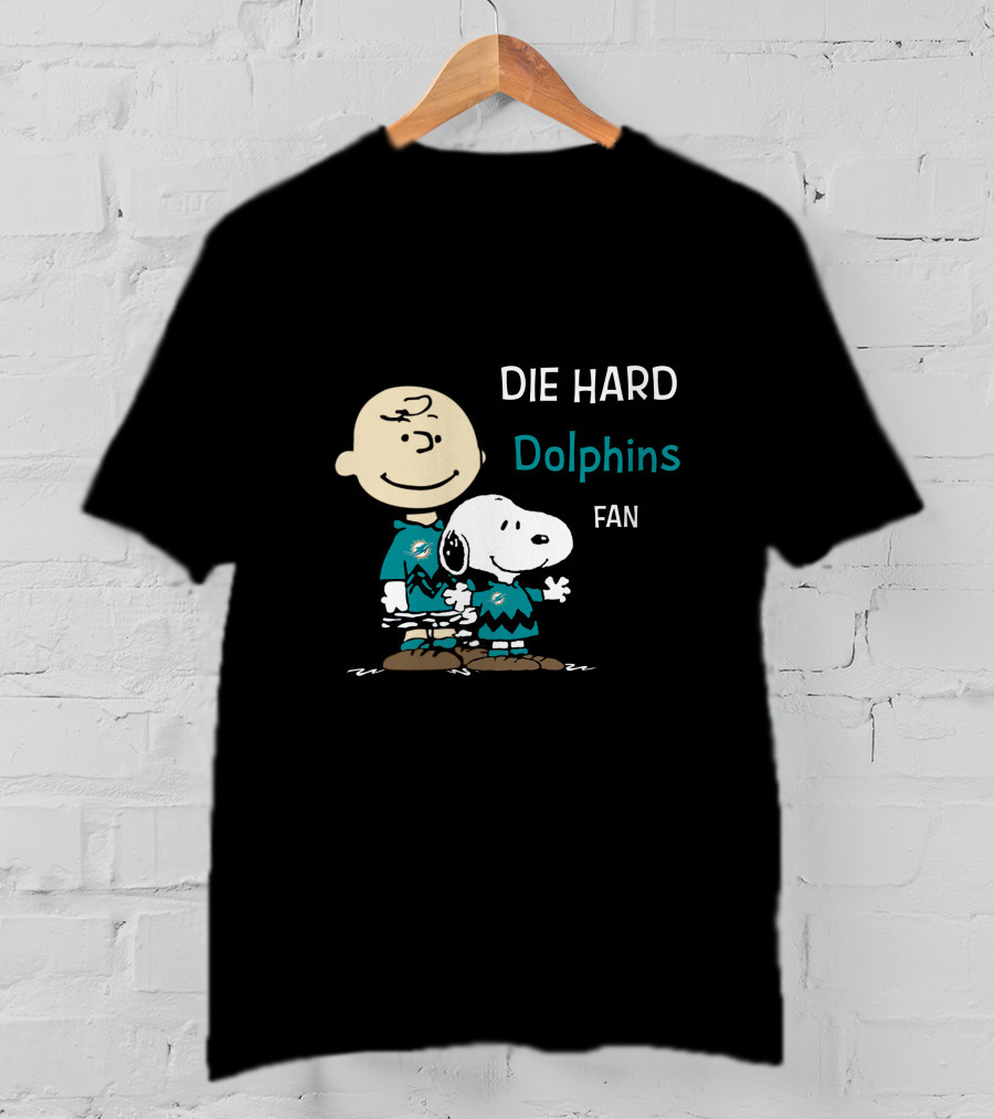 Die Hard Dolphins Fan Snoopy And Charlie Brown T-Shirt