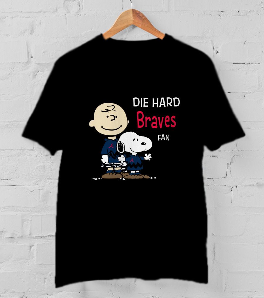 Die Hard Braves Fan Snoopy And Charlie Brown In Team Jerseys T-Shirt