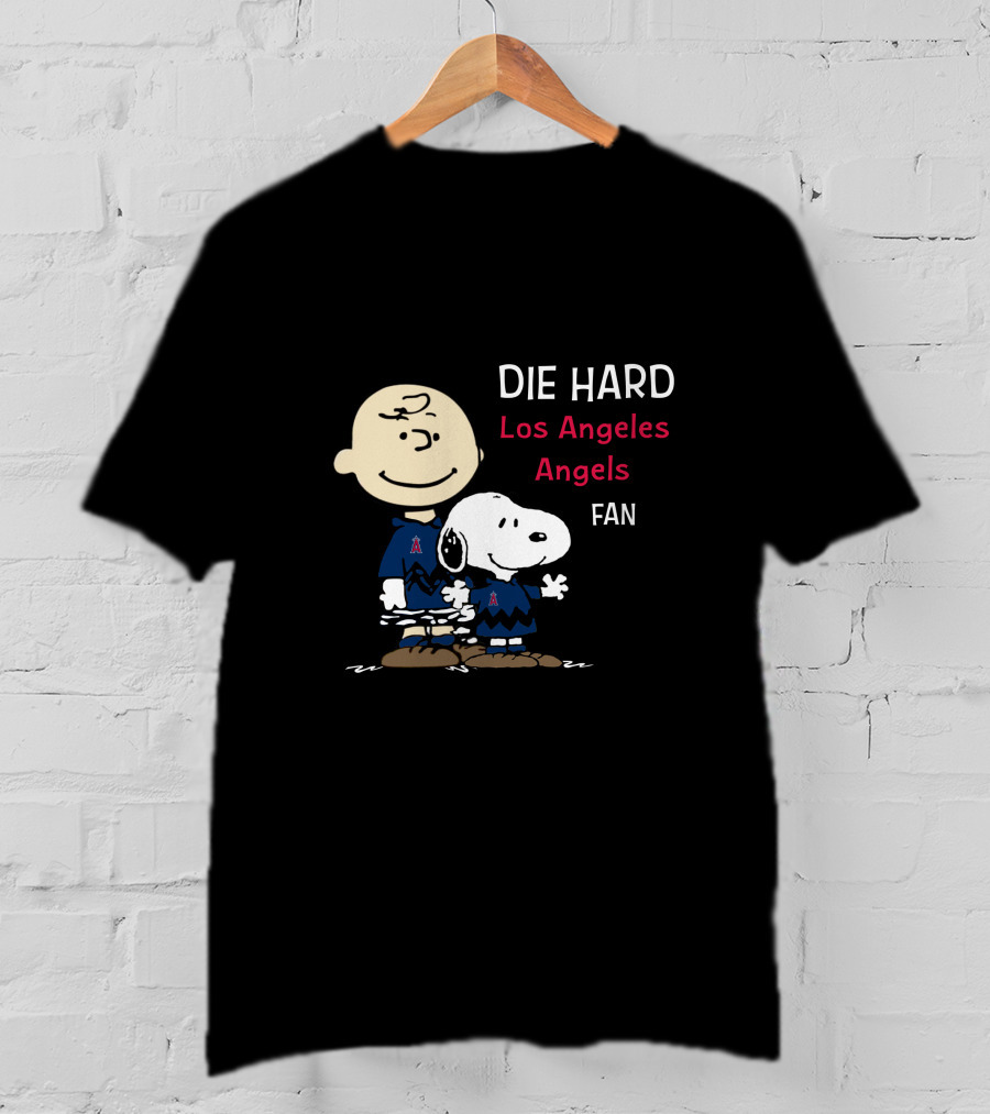 Die Hard Los Angeles Angels Fan Snoopy And Charlie Brown T-Shirt