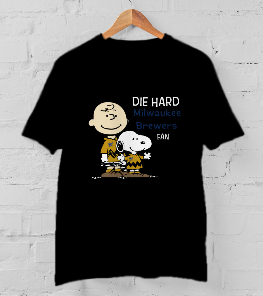 Die Hard Milwaukee Brewers Fan Snoopy And Charlie Brown T-Shirt