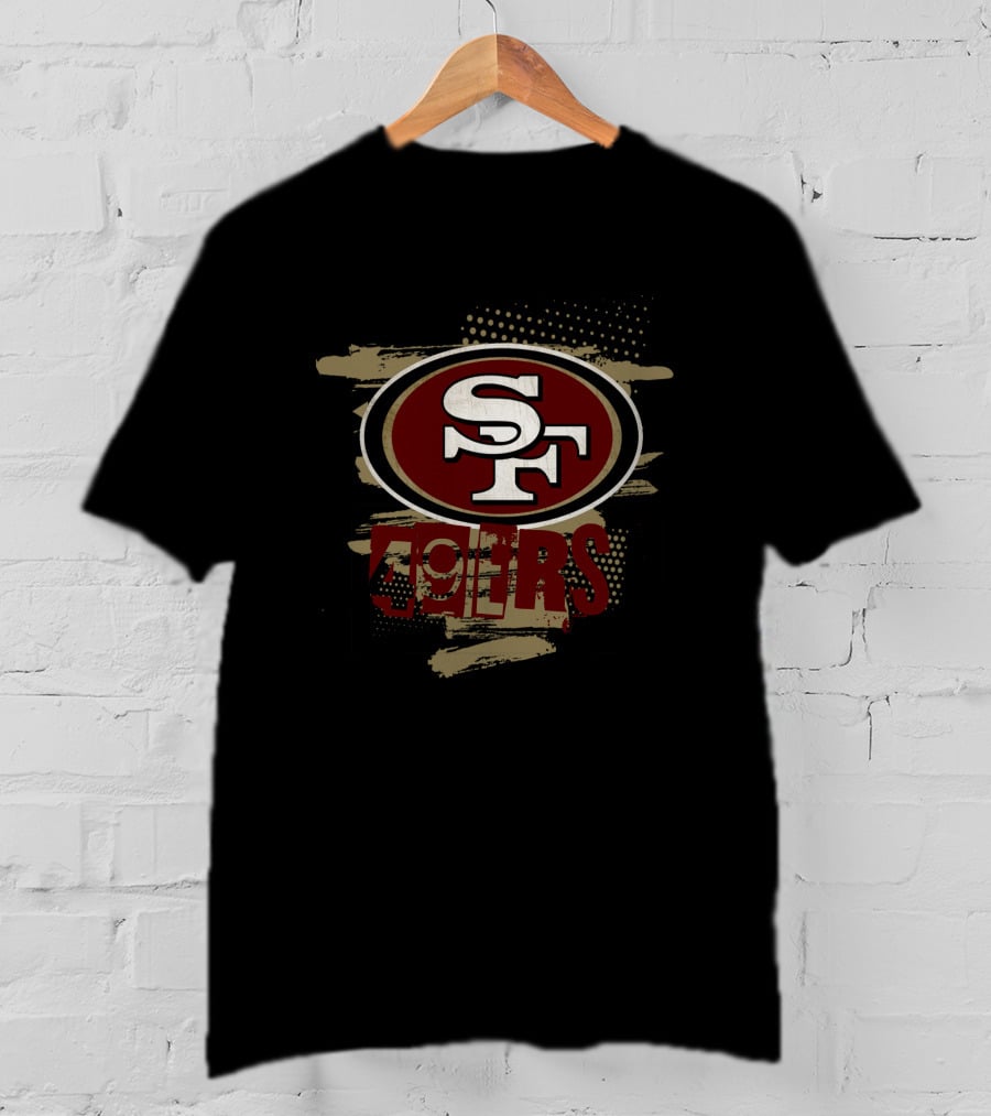 SF 49ERS Oval Red Logo With Distressed Background T-Shirt