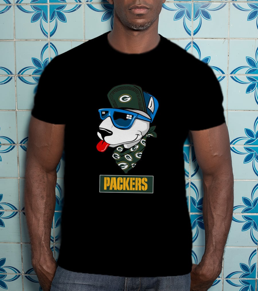 Packers Bull Terrier With Cap And Bandana T-Shirt