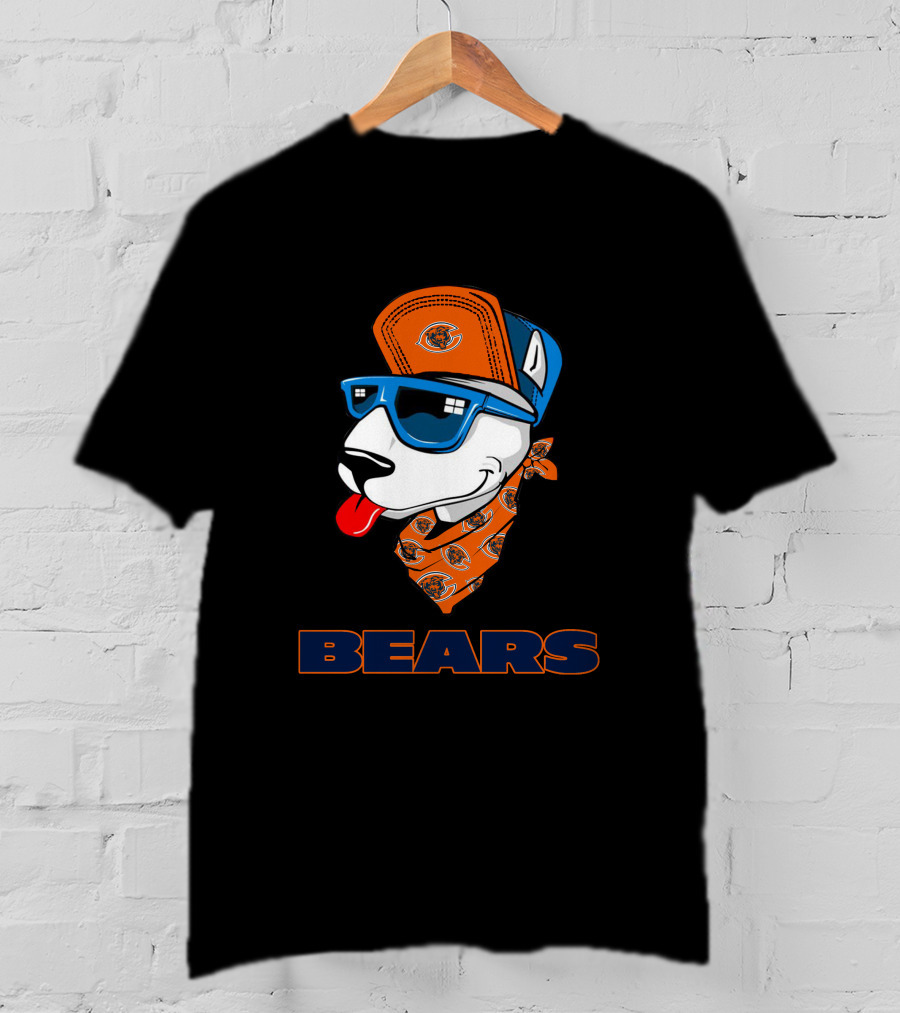 Bears Bull Terrier Cool Dog With Bandana And Cap T-Shirt