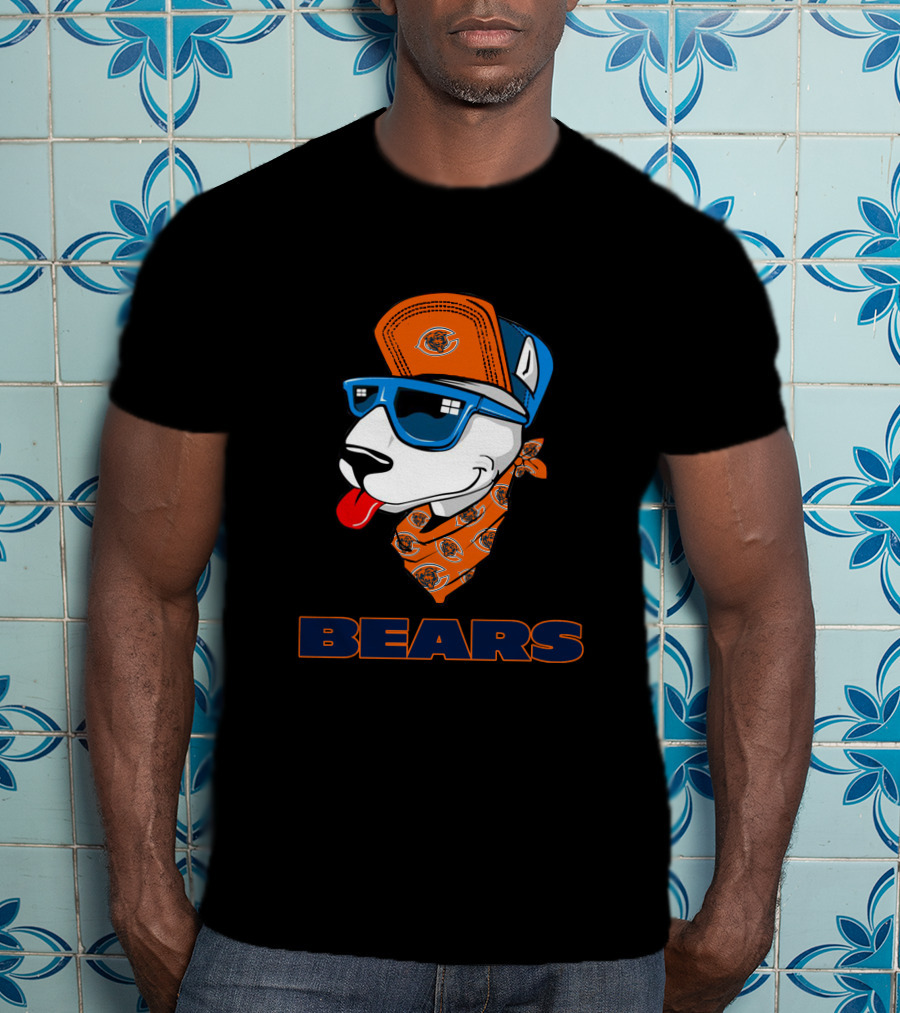 Bears Bull Terrier Cool Dog With Bandana And Cap T-Shirt