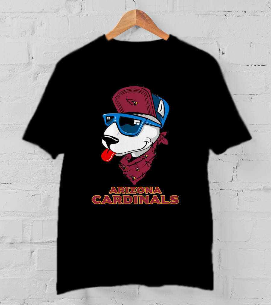 Arizona Cardinals Bull Terrier Wearing Sunglasses And Bandana T-Shirt