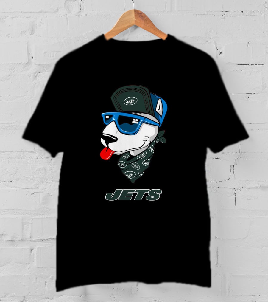 Jets Bull Terrier With Bandana And Sunglasses T-Shirt