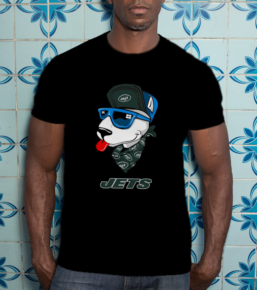Jets Bull Terrier With Bandana And Sunglasses T-Shirt