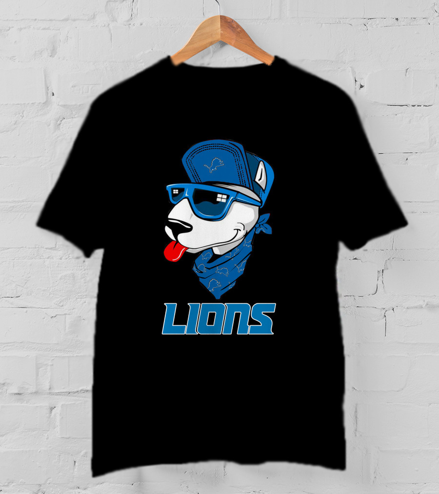 Lions Cool Bull Terrier With Hat And Sunglasses T-Shirt