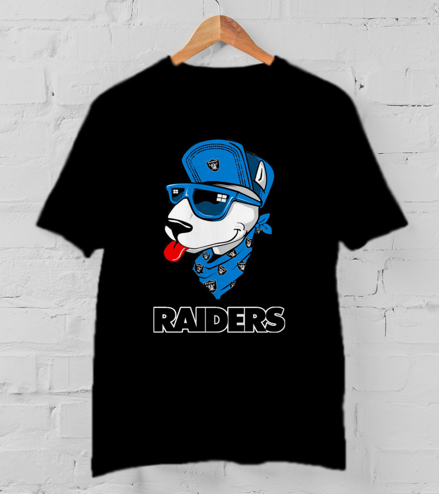 Raiders Bull Terrier Cool Blue Bandana And Cap T-Shirt