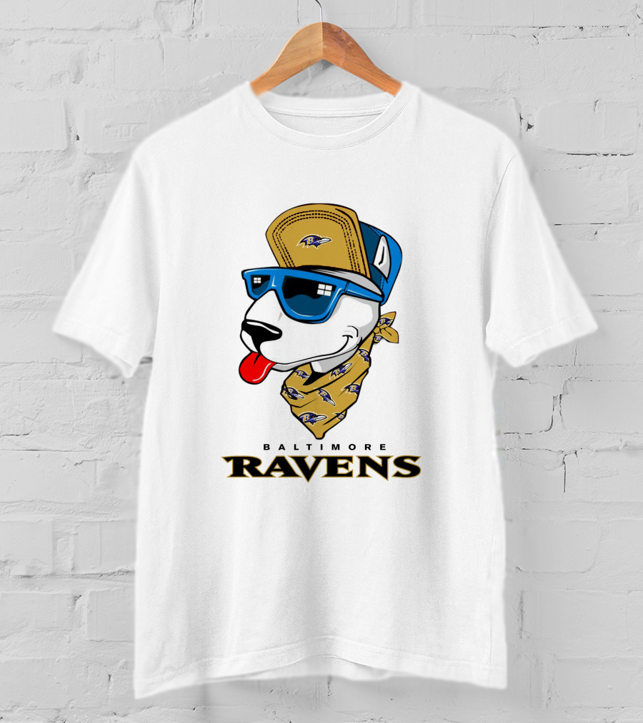 Baltimore Ravens Bull Terrier Bandana Mascot T-Shirt