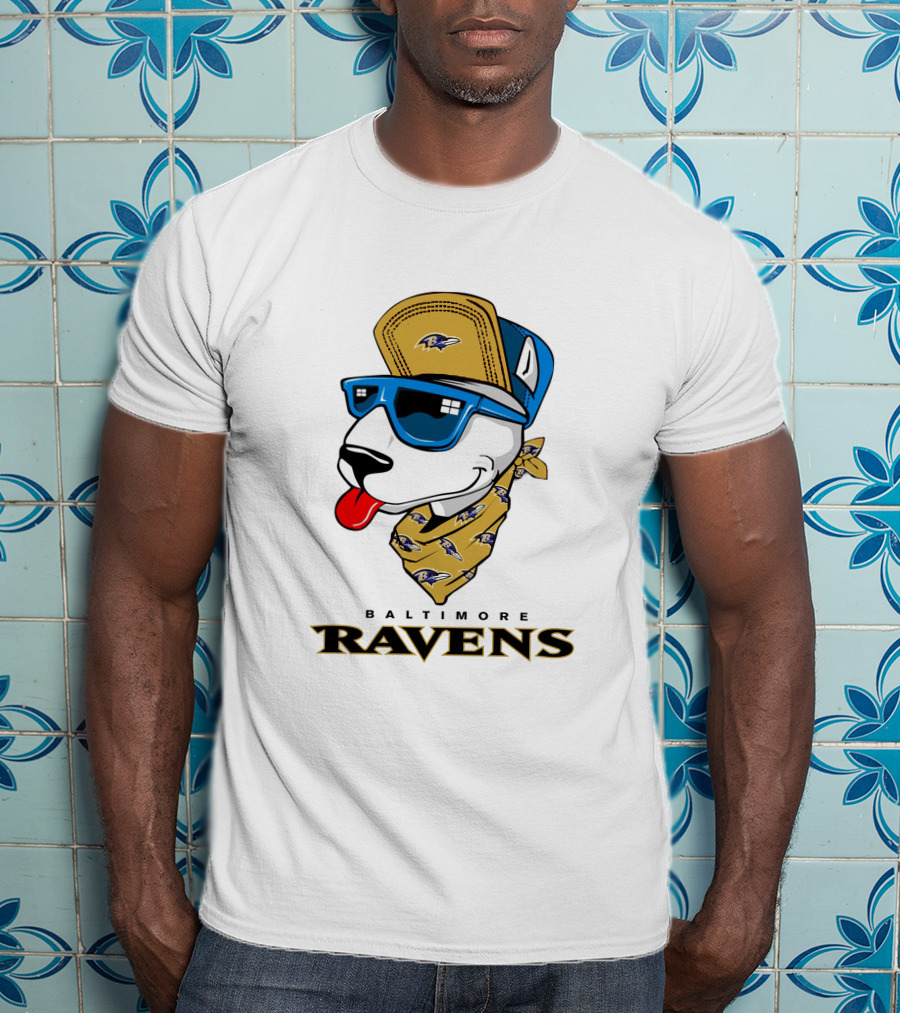 Baltimore Ravens Bull Terrier Bandana Mascot T-Shirt