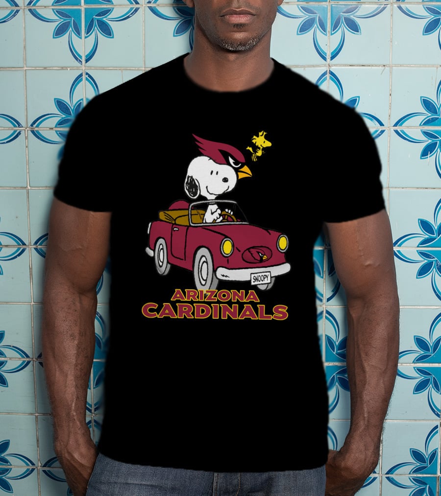 Arizona Cardinals Snoopy Woodstock Driving Adventure T-Shirt