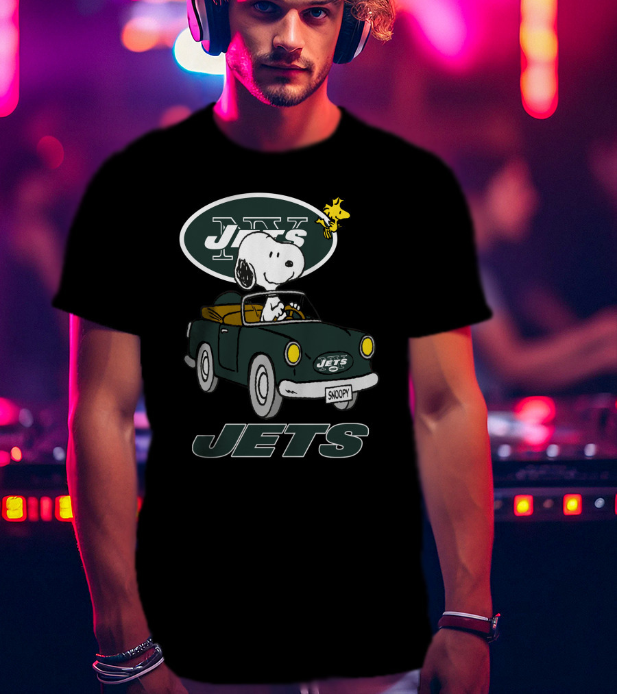 Jets Snoopy Woodstock Driving Car NY T-Shirt