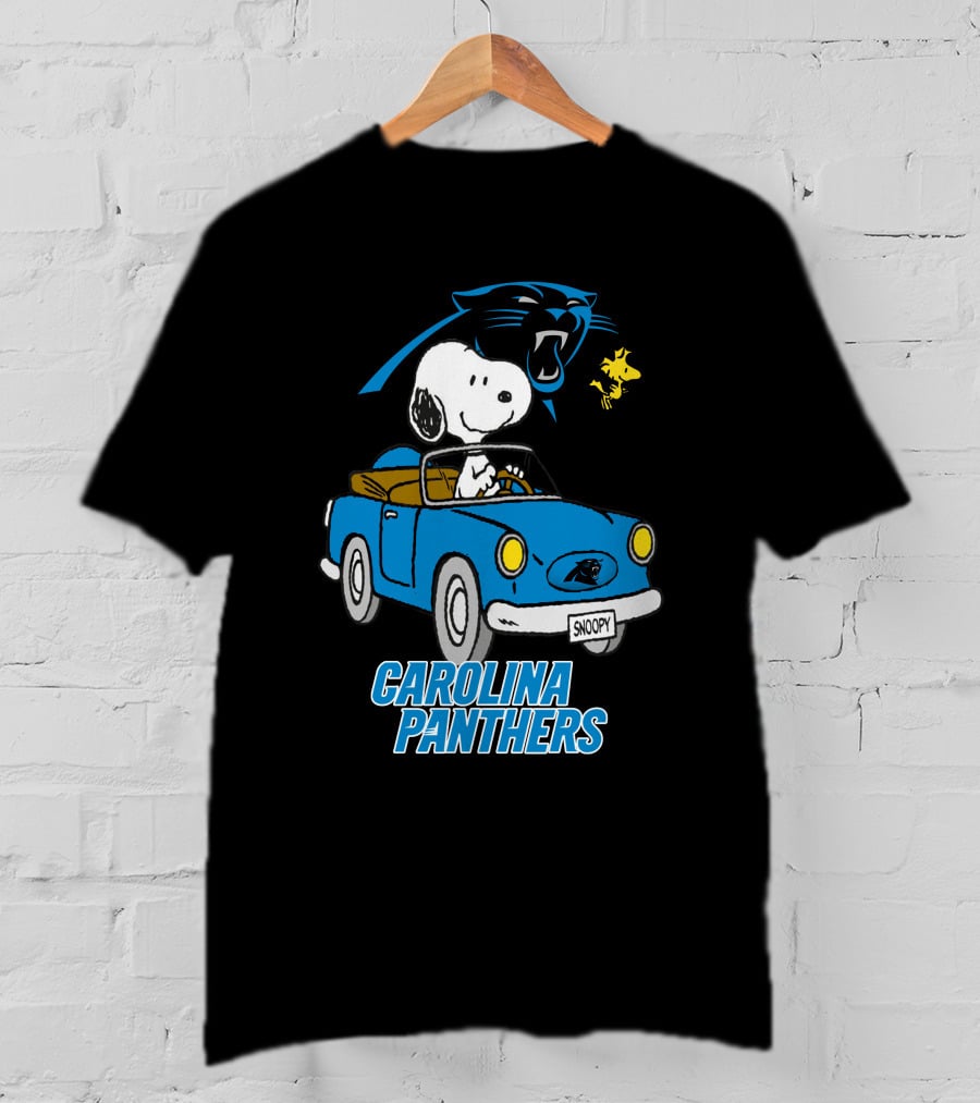 Carolina Panthers Snoopy Driving Adventure T-Shirt