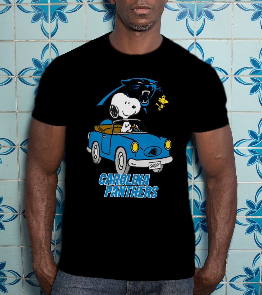 Carolina Panthers Snoopy Driving Adventure T-Shirt