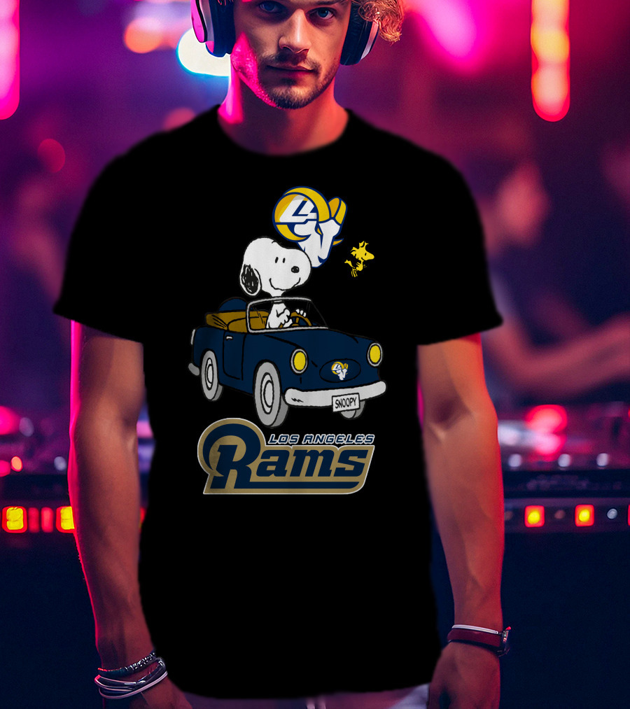 Los Angeles Rams Snoopy Driving With Woodstock T-Shirt