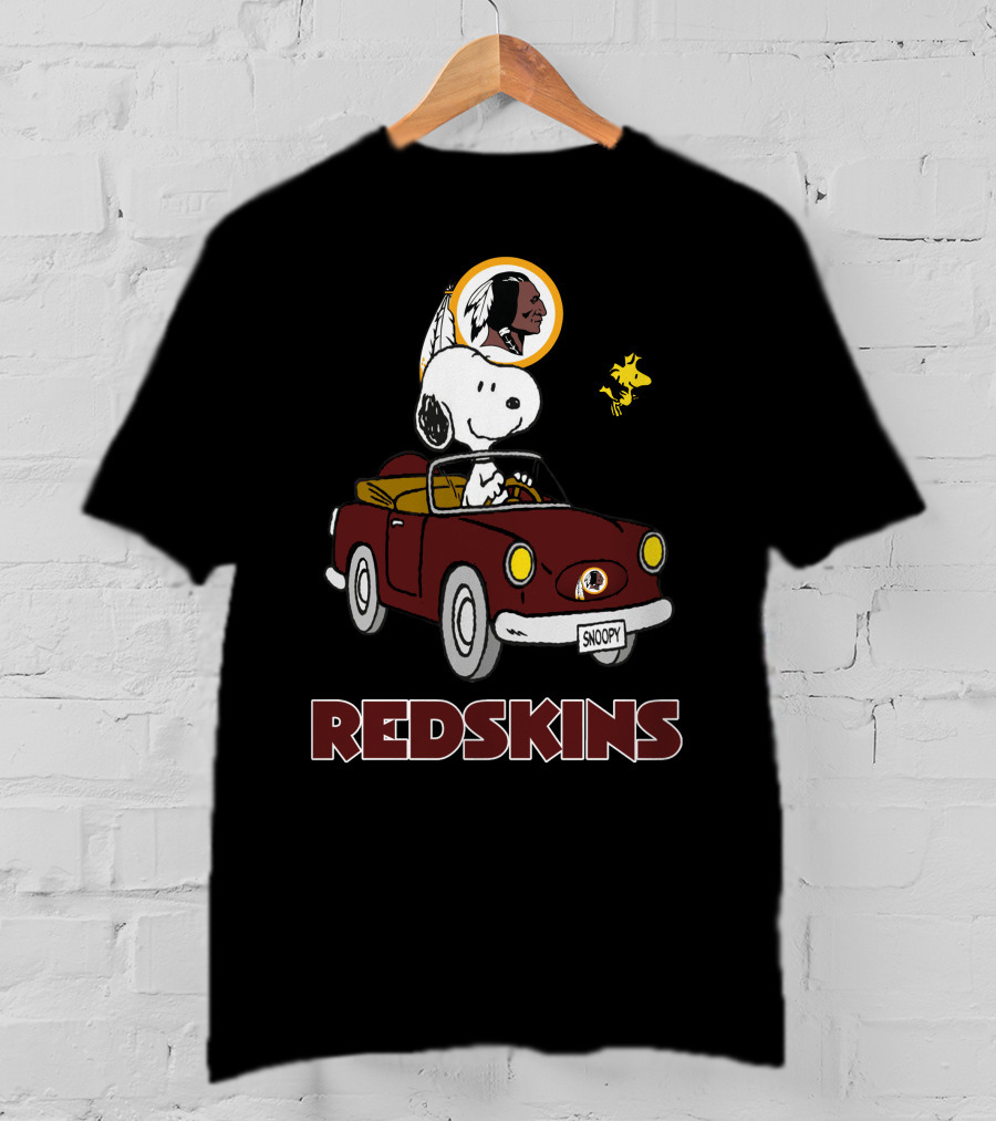 Snoopy Redskins Car Ride With Woodstock T-Shirt