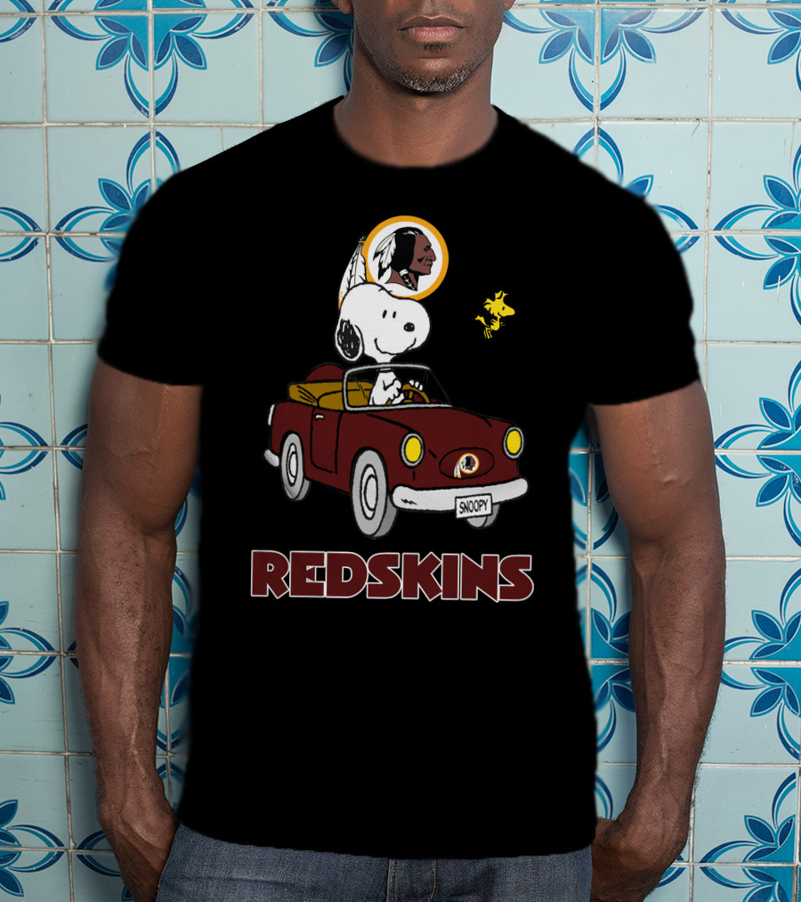 Snoopy Redskins Car Ride With Woodstock T-Shirt