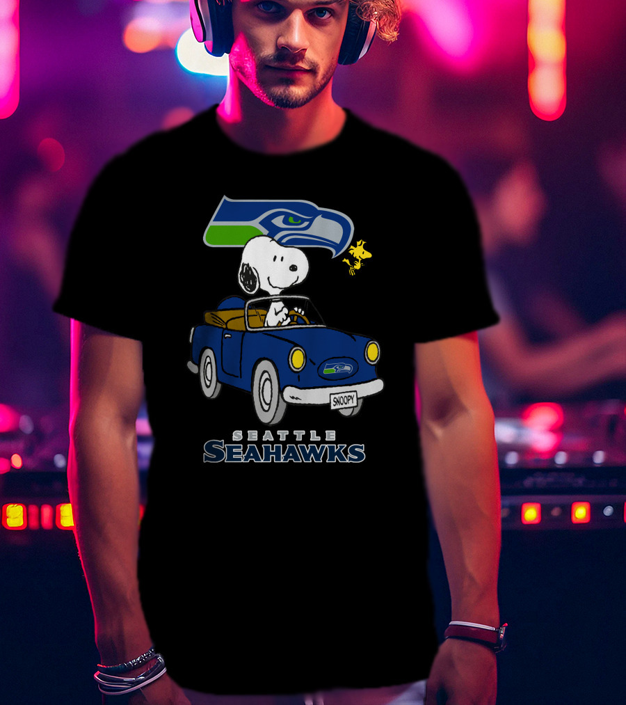 Snoopy Seattle Seahawks Long Ride Adventure T-Shirt