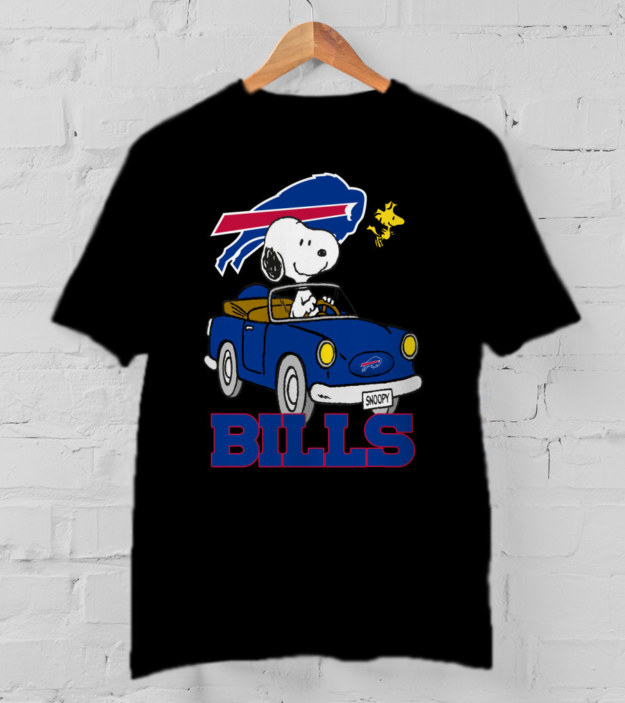 Buffalo Bills Snoopy Driving Woodstock NFL Peanuts T-Shirt