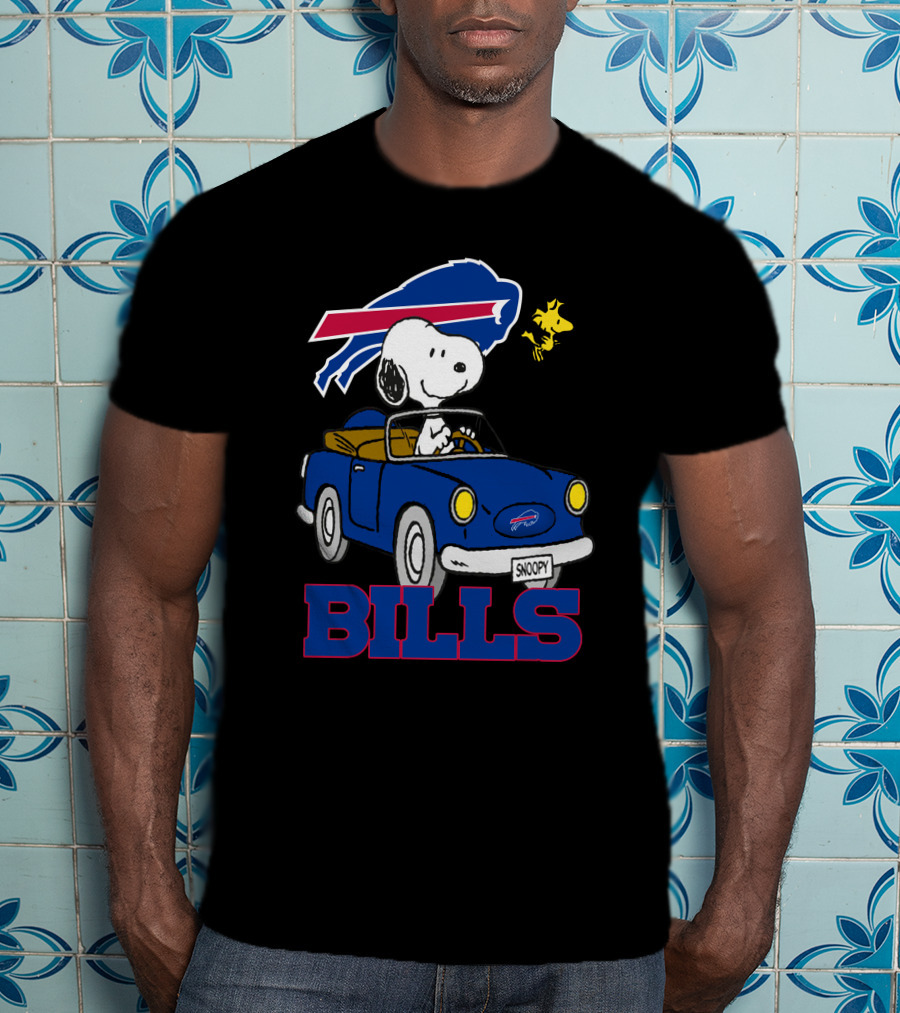 Buffalo Bills Snoopy Driving Woodstock NFL Peanuts T-Shirt