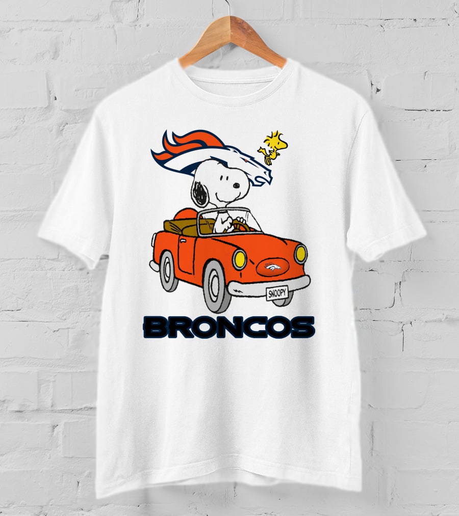 Broncos Snoopy Driving Adventure With Woodstock NFL T-Shirt