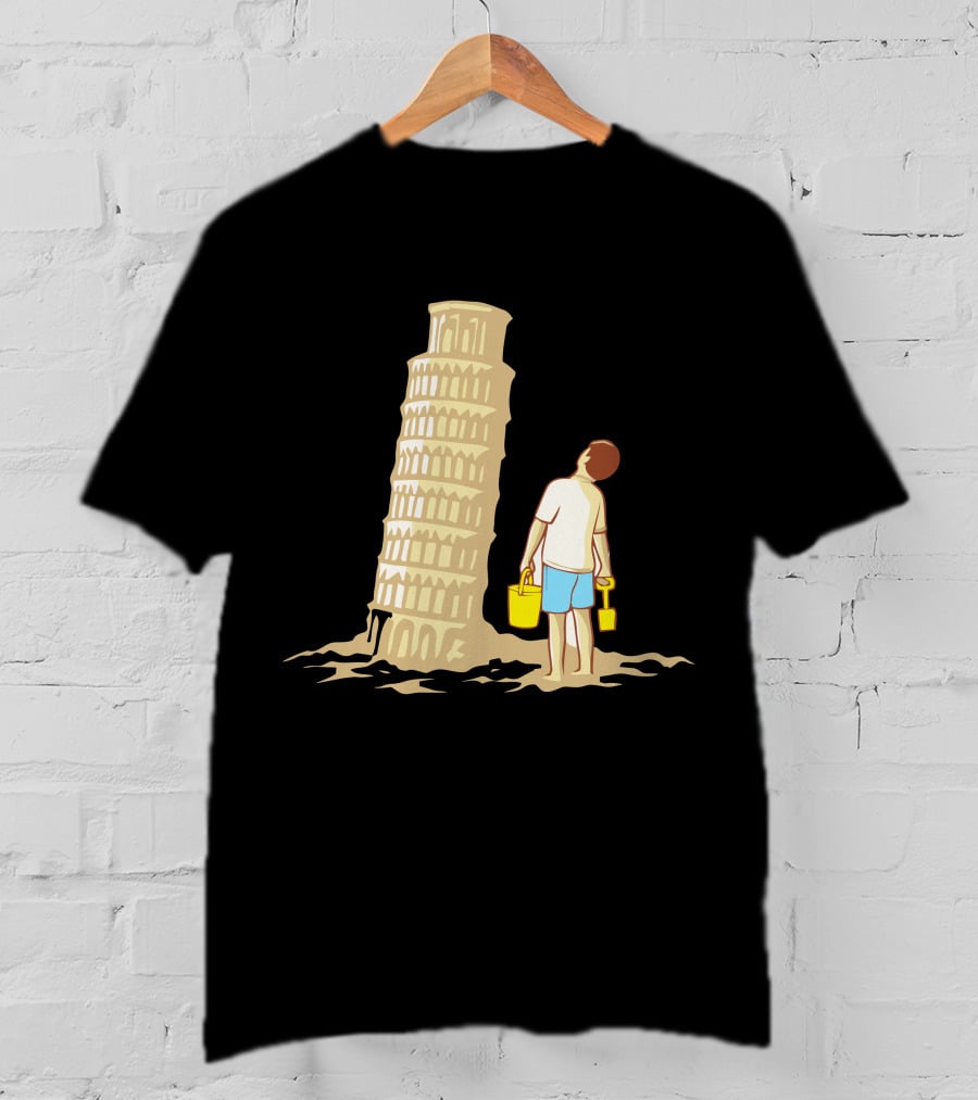 Sandcastle Builder Leaning Tower Of Pisa Summer Fun T-Shirt