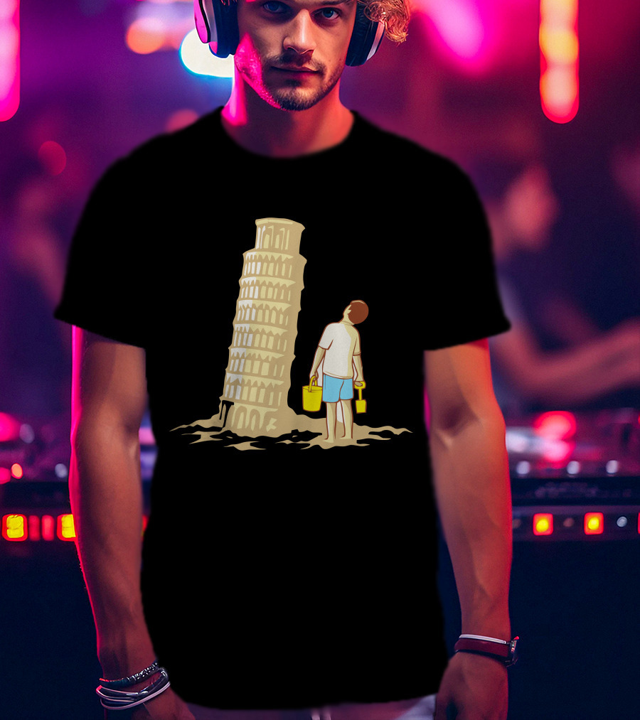 Sandcastle Builder Leaning Tower Of Pisa Summer Fun T-Shirt