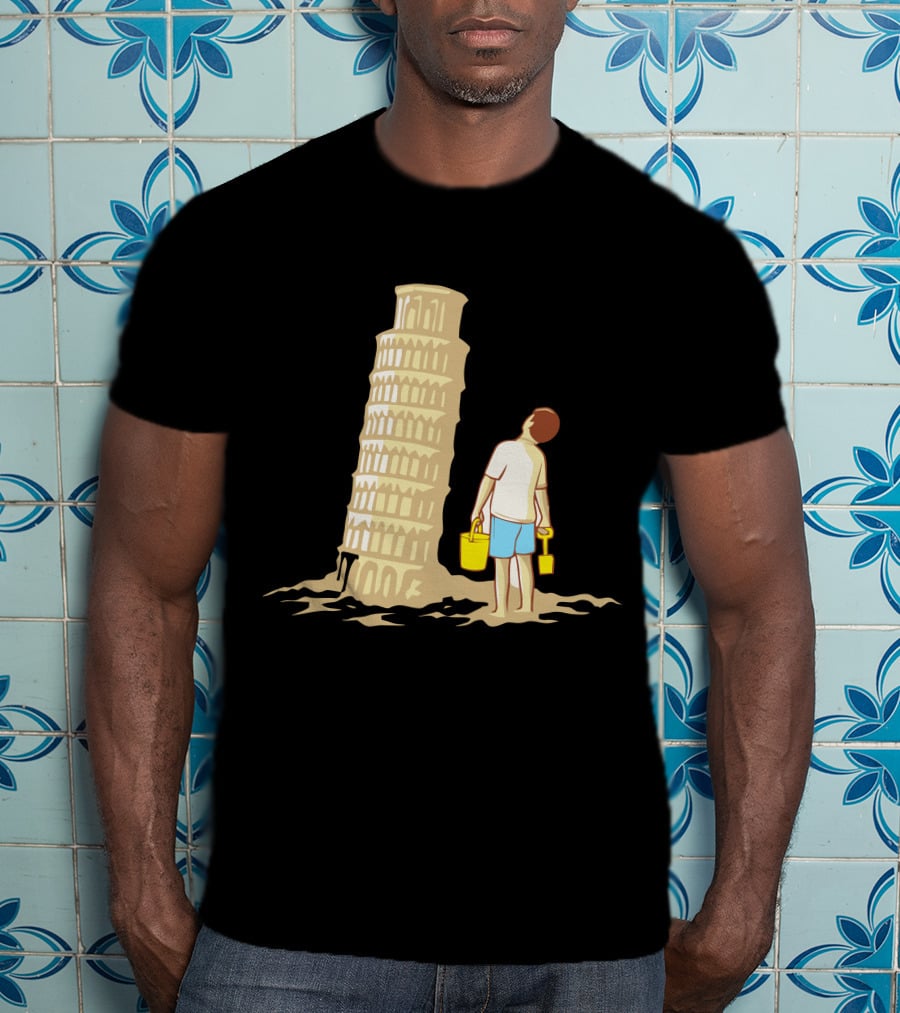 Sandcastle Builder Leaning Tower Of Pisa Summer Fun T-Shirt