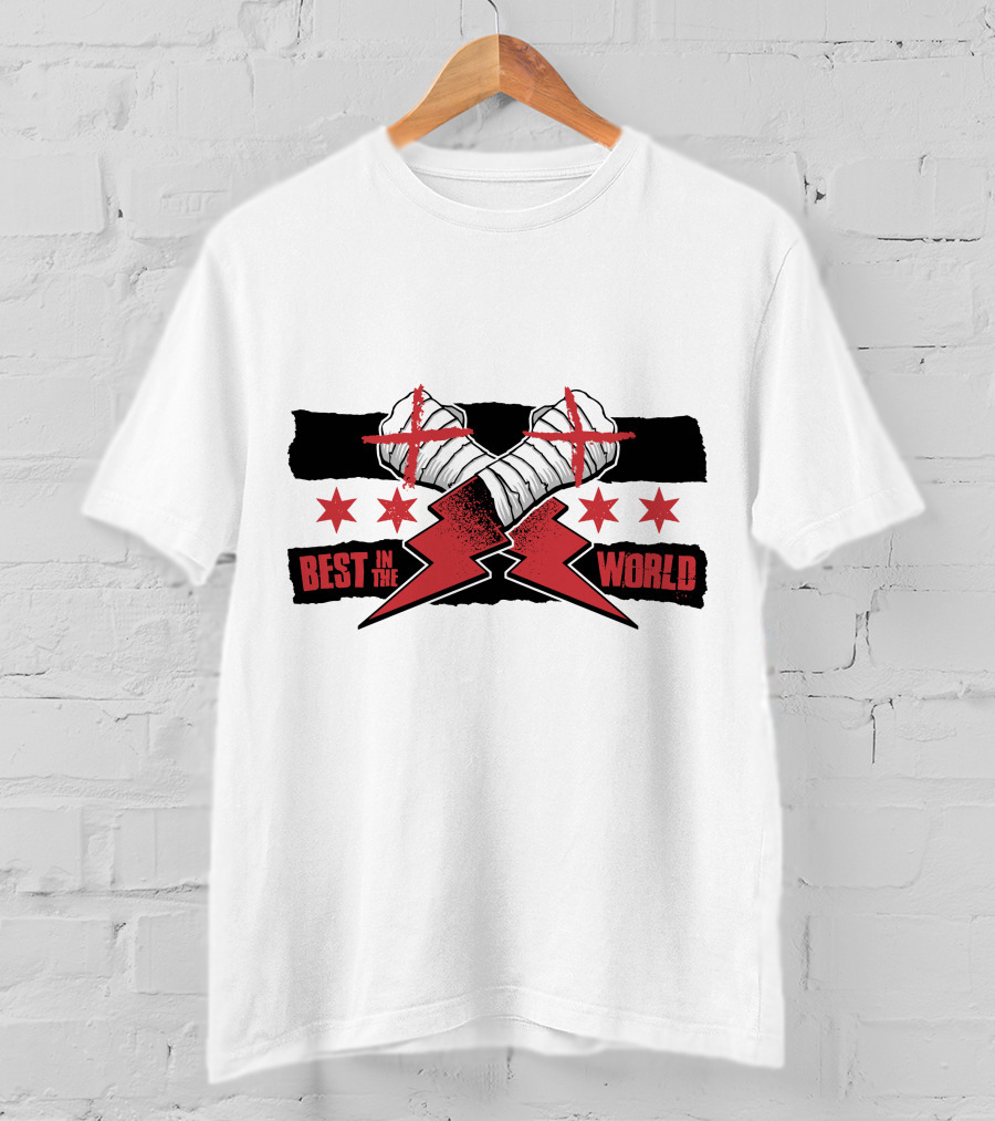 Best In The World Crossed Fists Red Lightning Stars T-Shirt