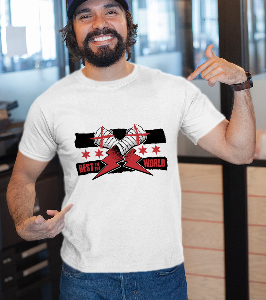 Best In The World Crossed Fists Red Lightning Stars T-Shirt