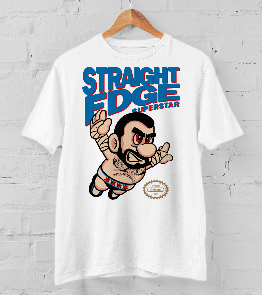 Straight Edge Superstar CM Punk Mario Official Chicago Seal T-Shirt