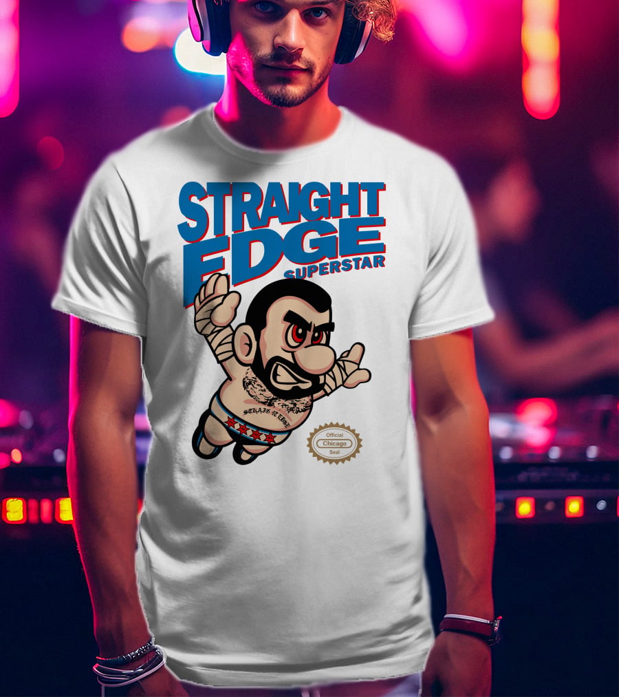 Straight Edge Superstar CM Punk Mario Official Chicago Seal T-Shirt