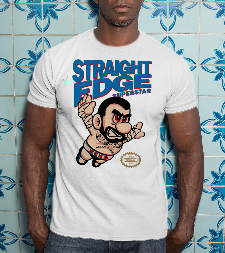 Straight Edge Superstar CM Punk Mario Official Chicago Seal T-Shirt