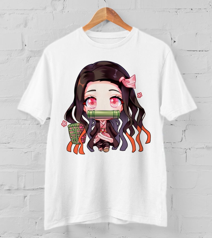 Nezuko Fanart Chibi Style Pink Aesthetic Character T-Shirt