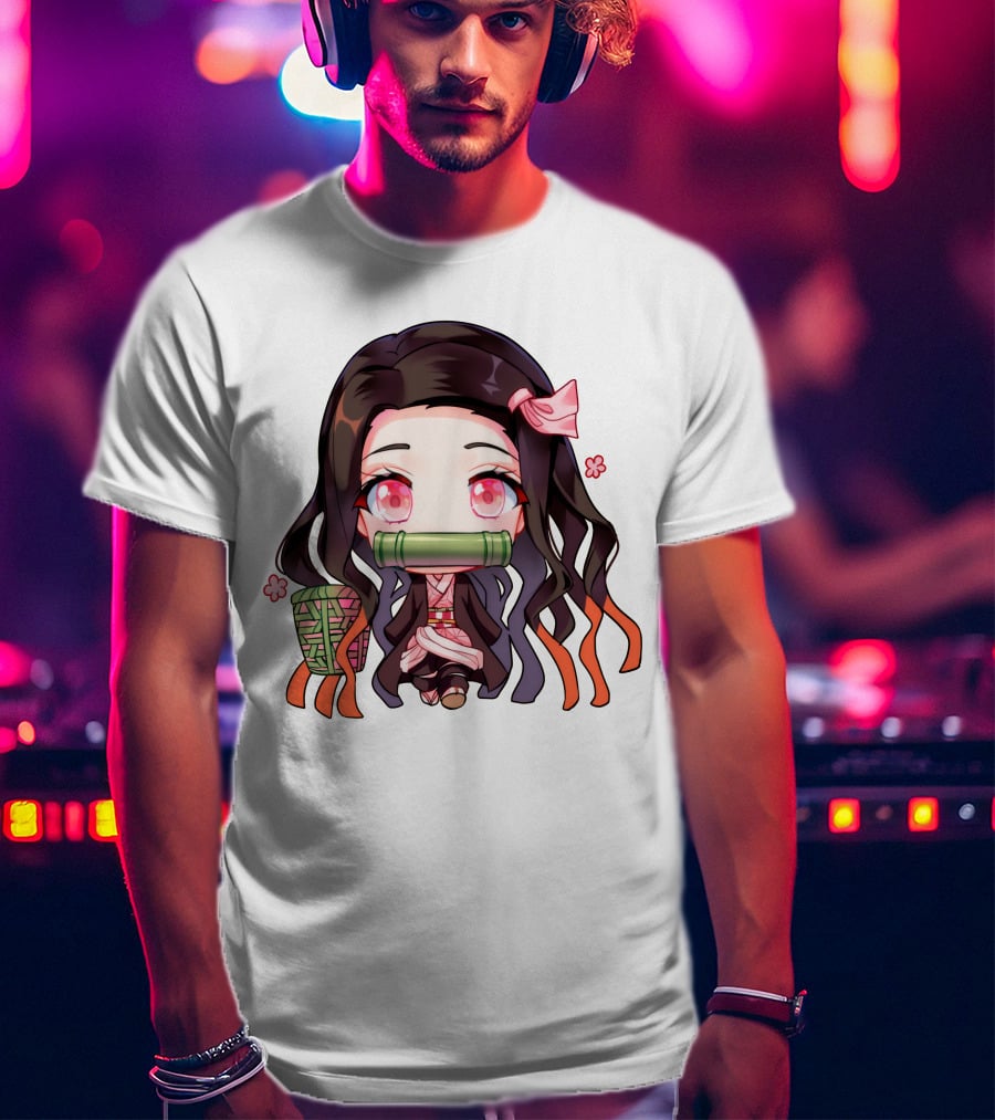 Nezuko Fanart Chibi Style Pink Aesthetic Character T-Shirt