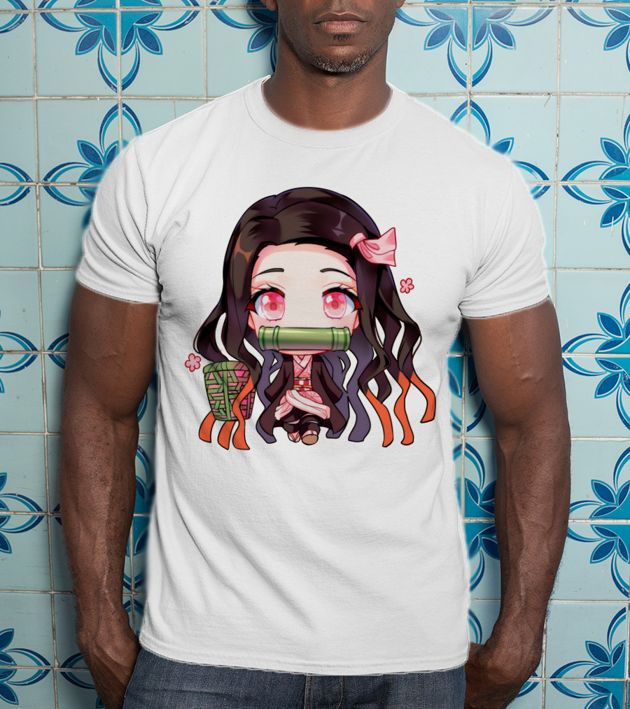 Nezuko Fanart Chibi Style Pink Aesthetic Character T-Shirt