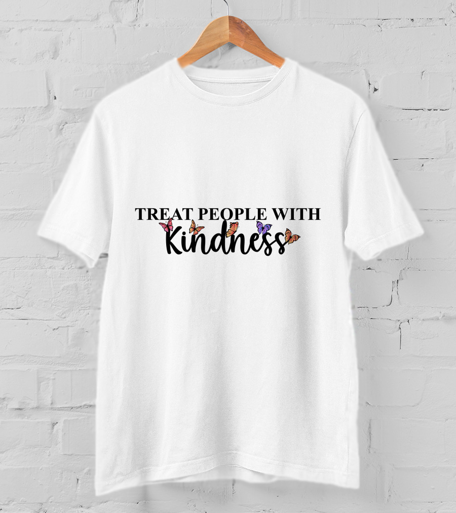 Treat People With Kindness Colorful Butterflies T-Shirt