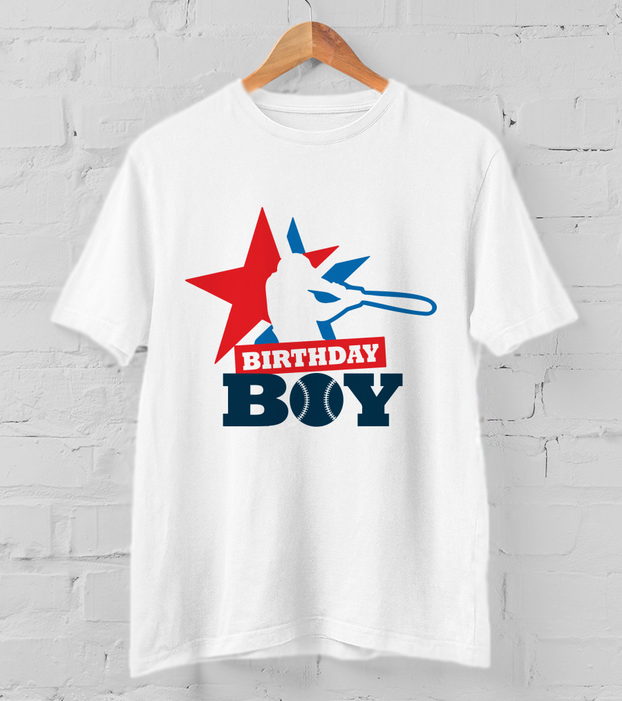 Birthday Boy Baseball Silhouette Star T-Shirt