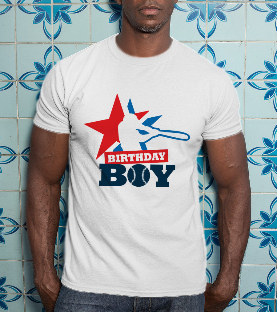 Birthday Boy Baseball Silhouette Star T-Shirt