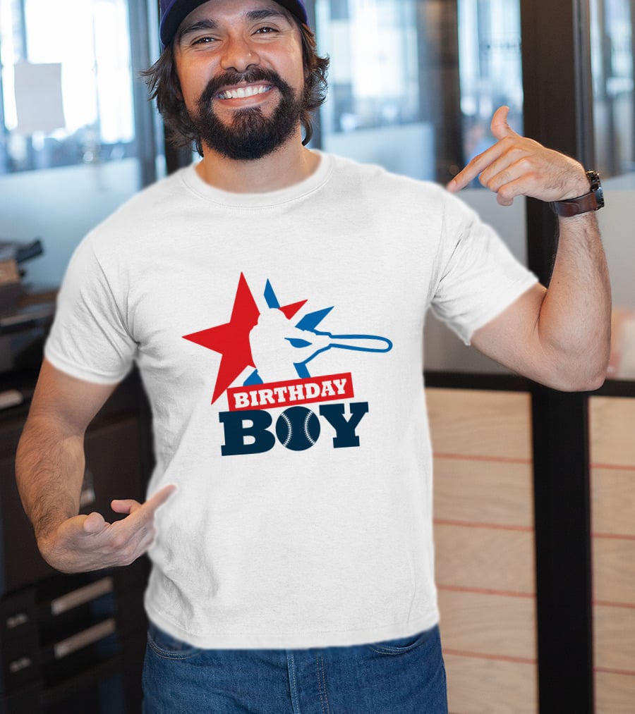 Birthday Boy Baseball Silhouette Star T-Shirt