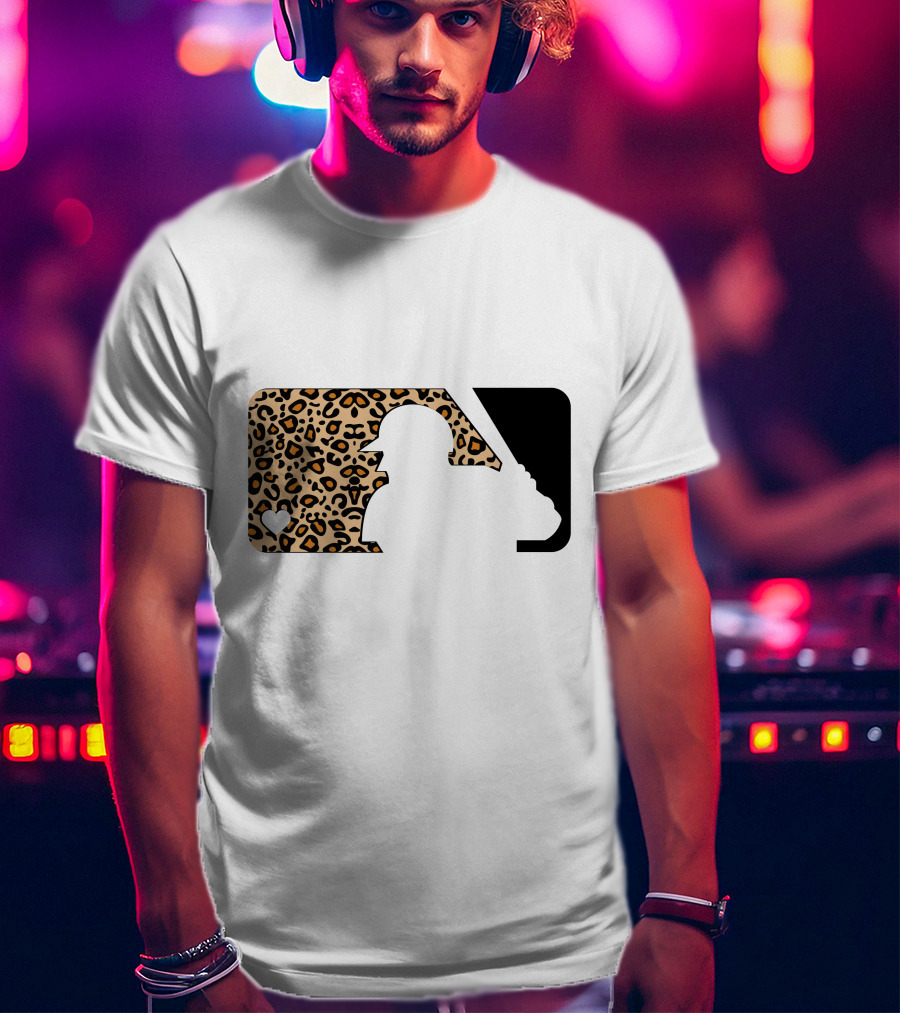 MLB Baseball Leopard Print Batter Silhouette Sublimated T-Shirt