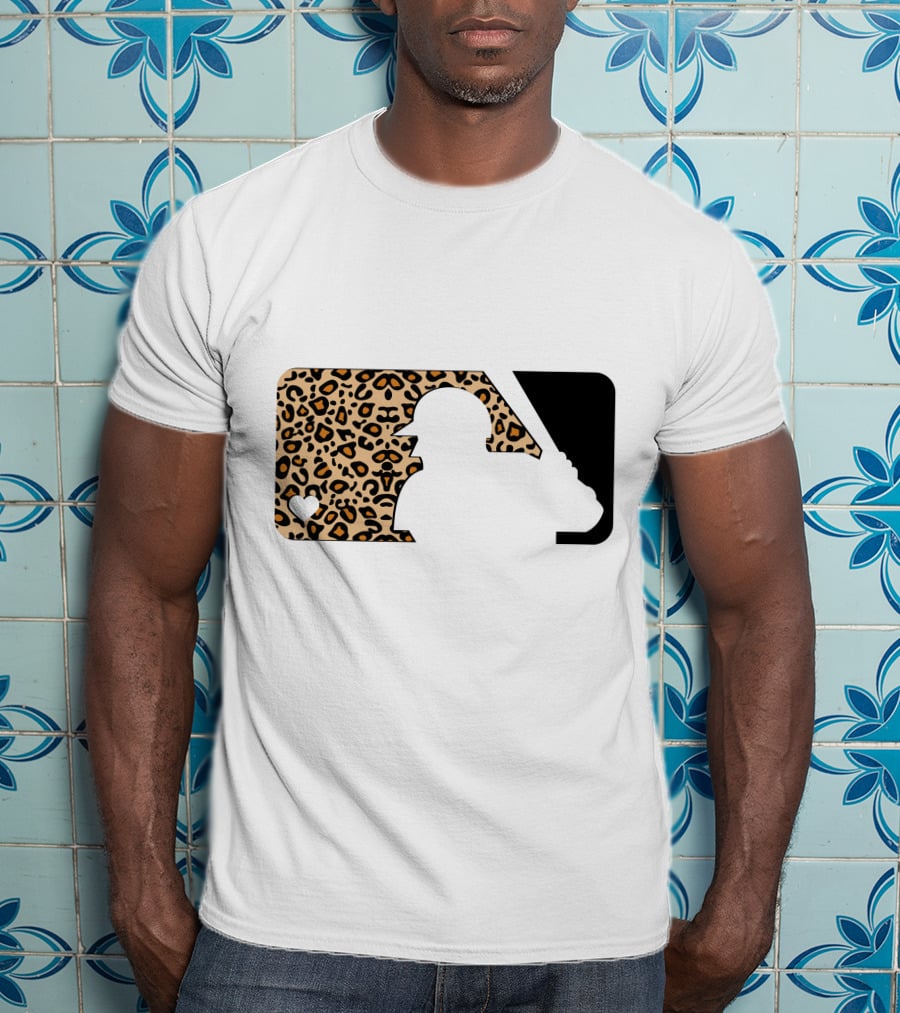 MLB Baseball Leopard Print Batter Silhouette Sublimated T-Shirt